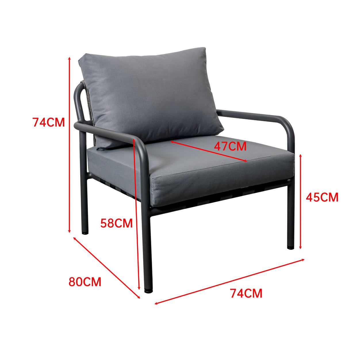 Gartenlounge Set Finqa Amsterdam mit Sofa, 2 Sesseln & Tisch – grau
