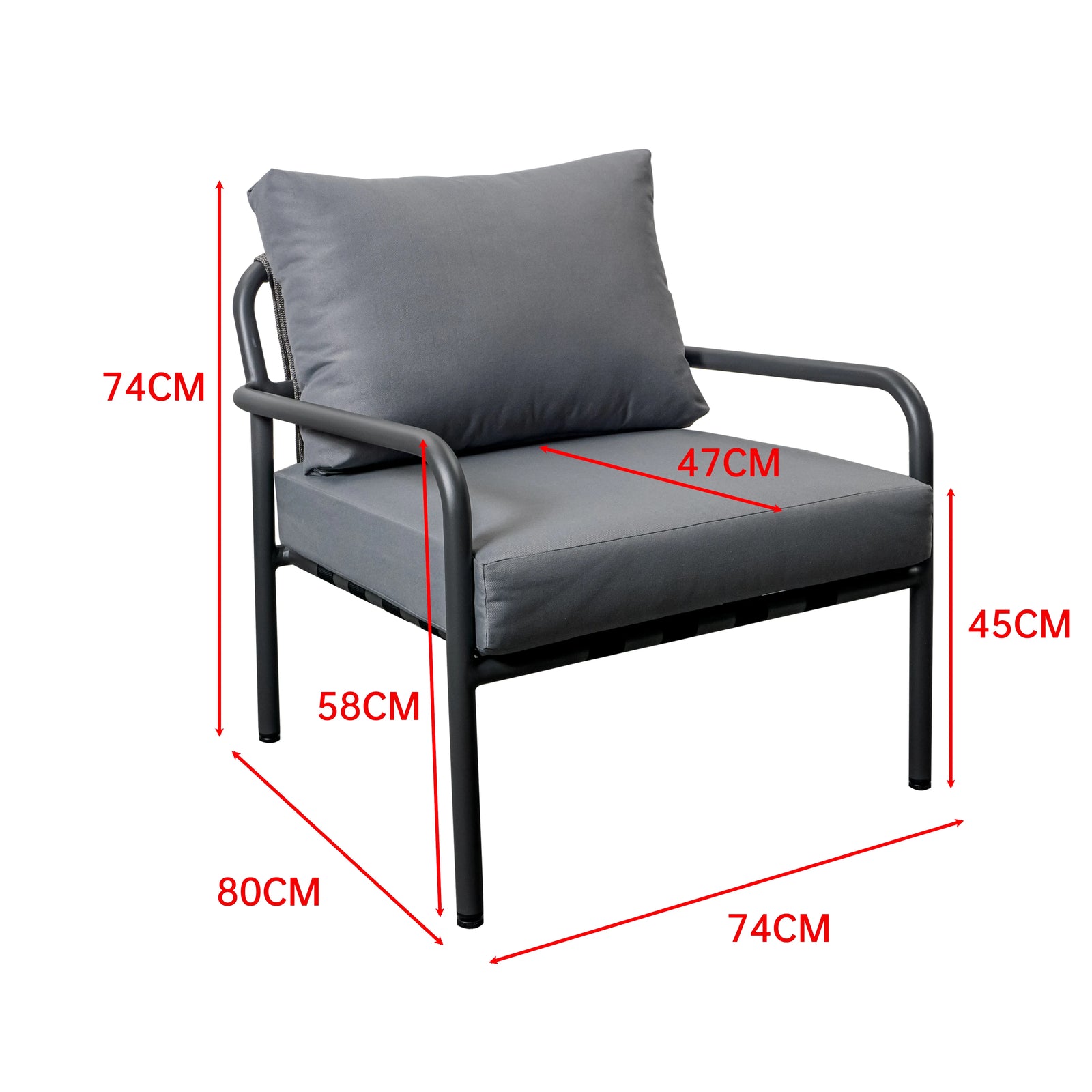Gartenlounge Set Finqa Amsterdam mit Sofa, 2 Sesseln & Tisch – grau