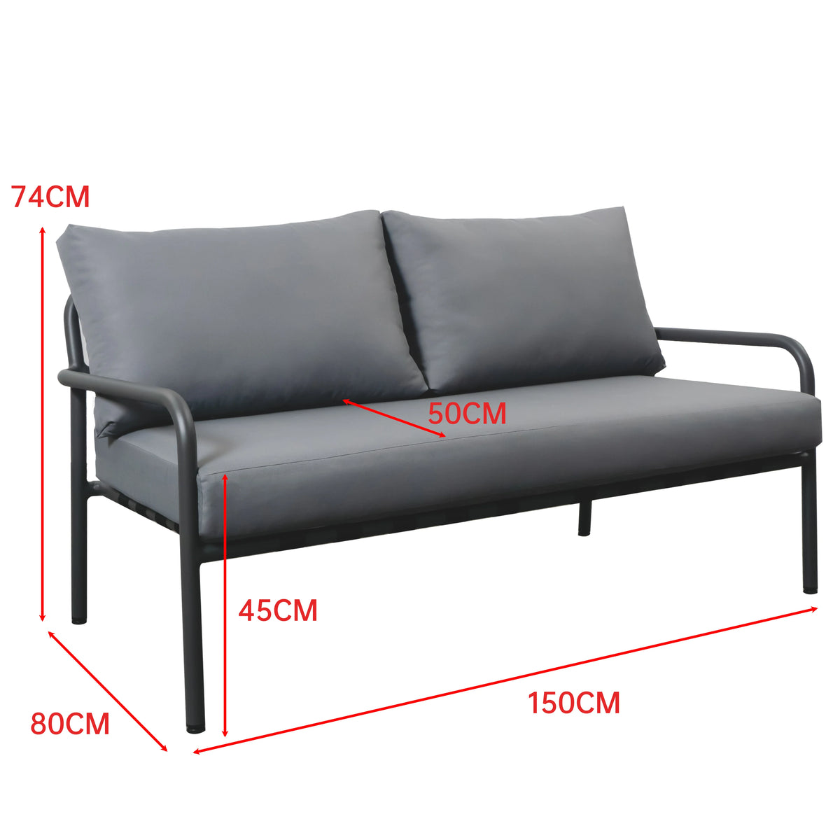 Gartenlounge Set Finqa Amsterdam mit Sofa, 2 Sesseln & Tisch – grau