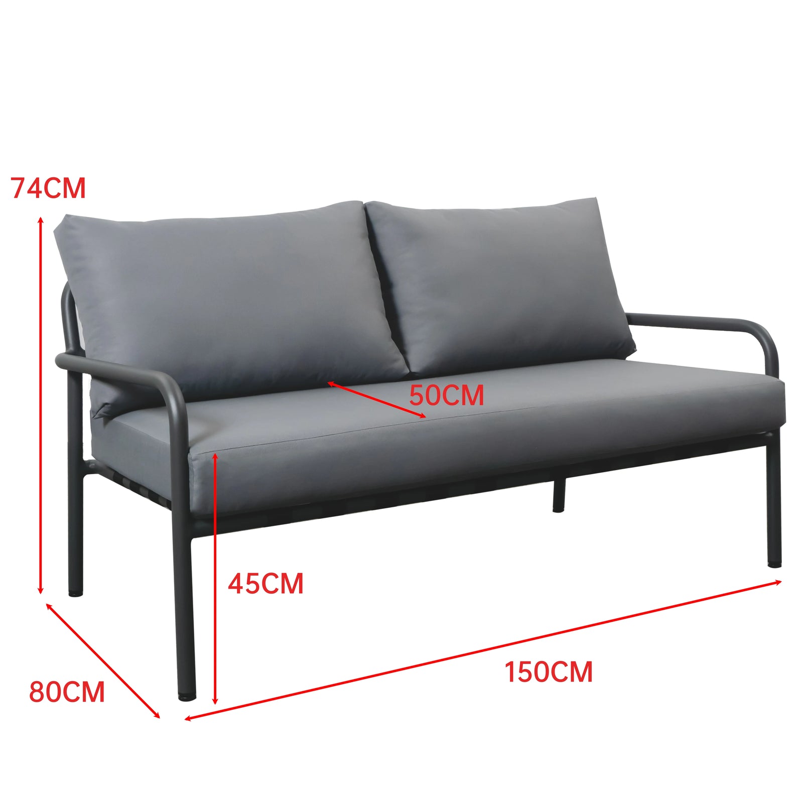 Gartenlounge Set Finqa Amsterdam mit Sofa, 2 Sesseln & Tisch – grau