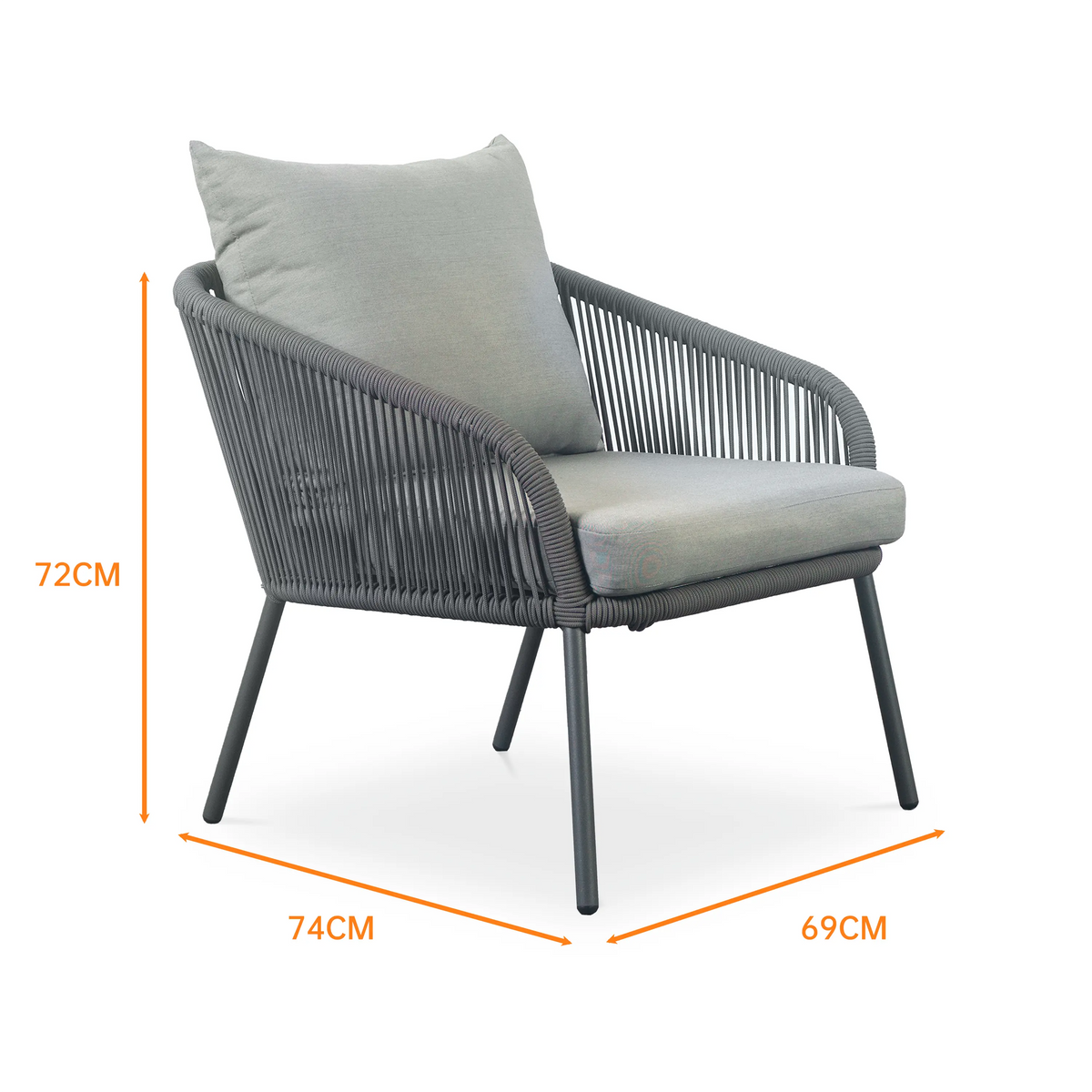 Gartenlounge Set Finqa Eindhoven 4-Sitzer mit Tisch – Rope-Design, grau