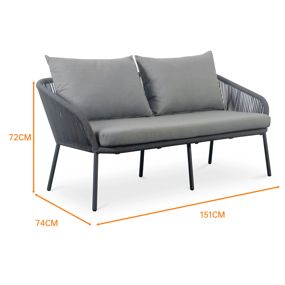Gartenlounge Set Finqa Eindhoven 4-Sitzer mit Tisch – Rope-Design, grau