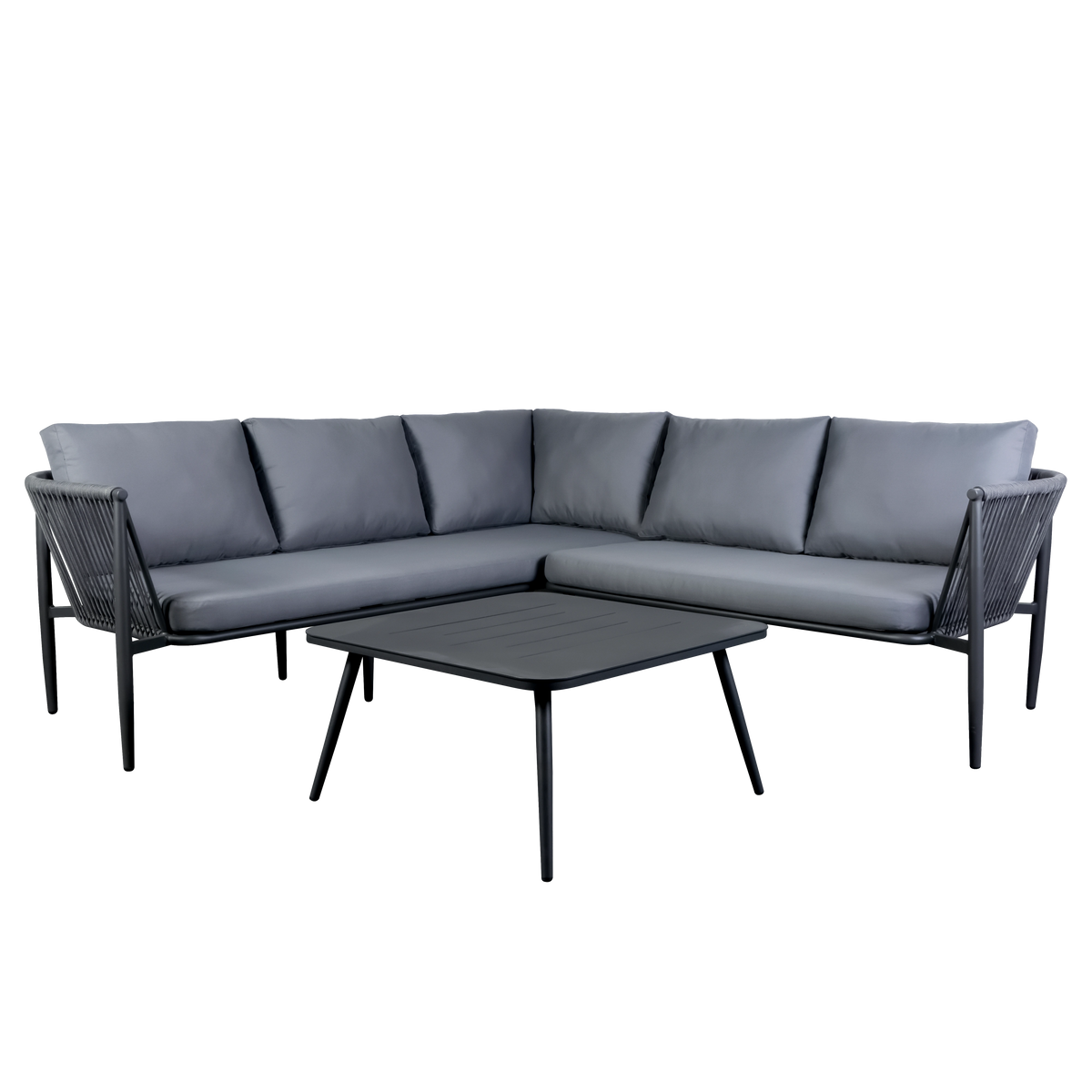 Gartenlounge Set Finqa Sicilia 5-Sitzer mit Tisch – wetterfest, hellgrau