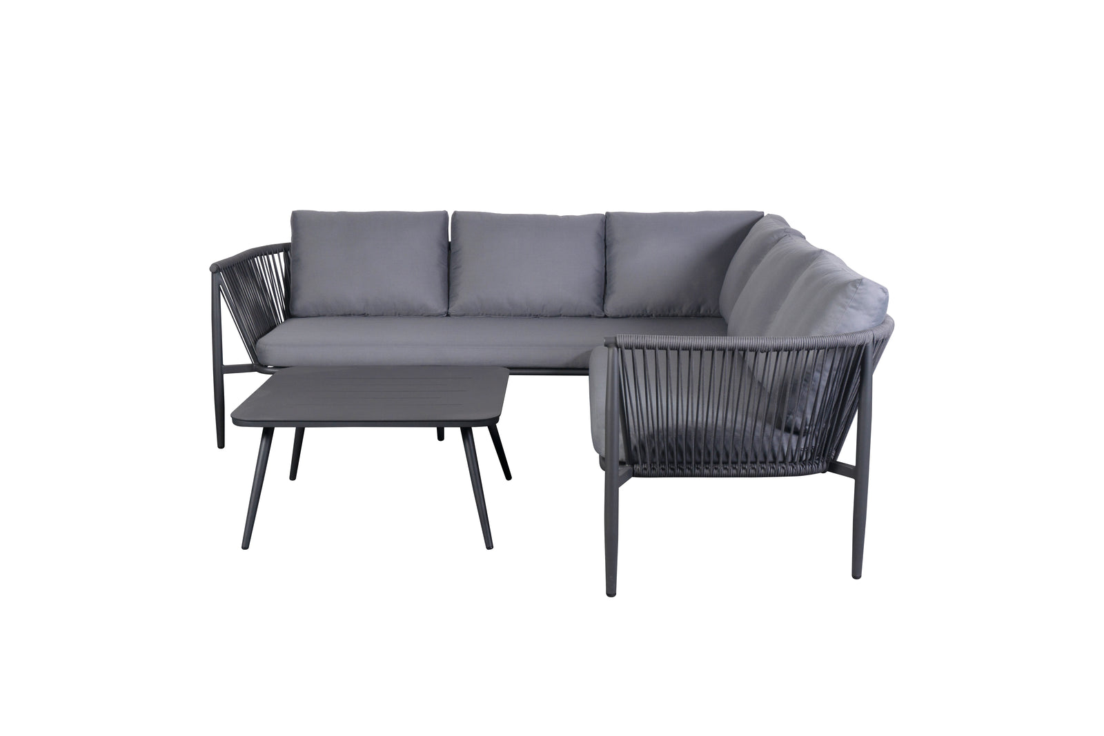 Gartenlounge Set Finqa Sicilia 5-Sitzer mit Tisch – wetterfest, hellgrau