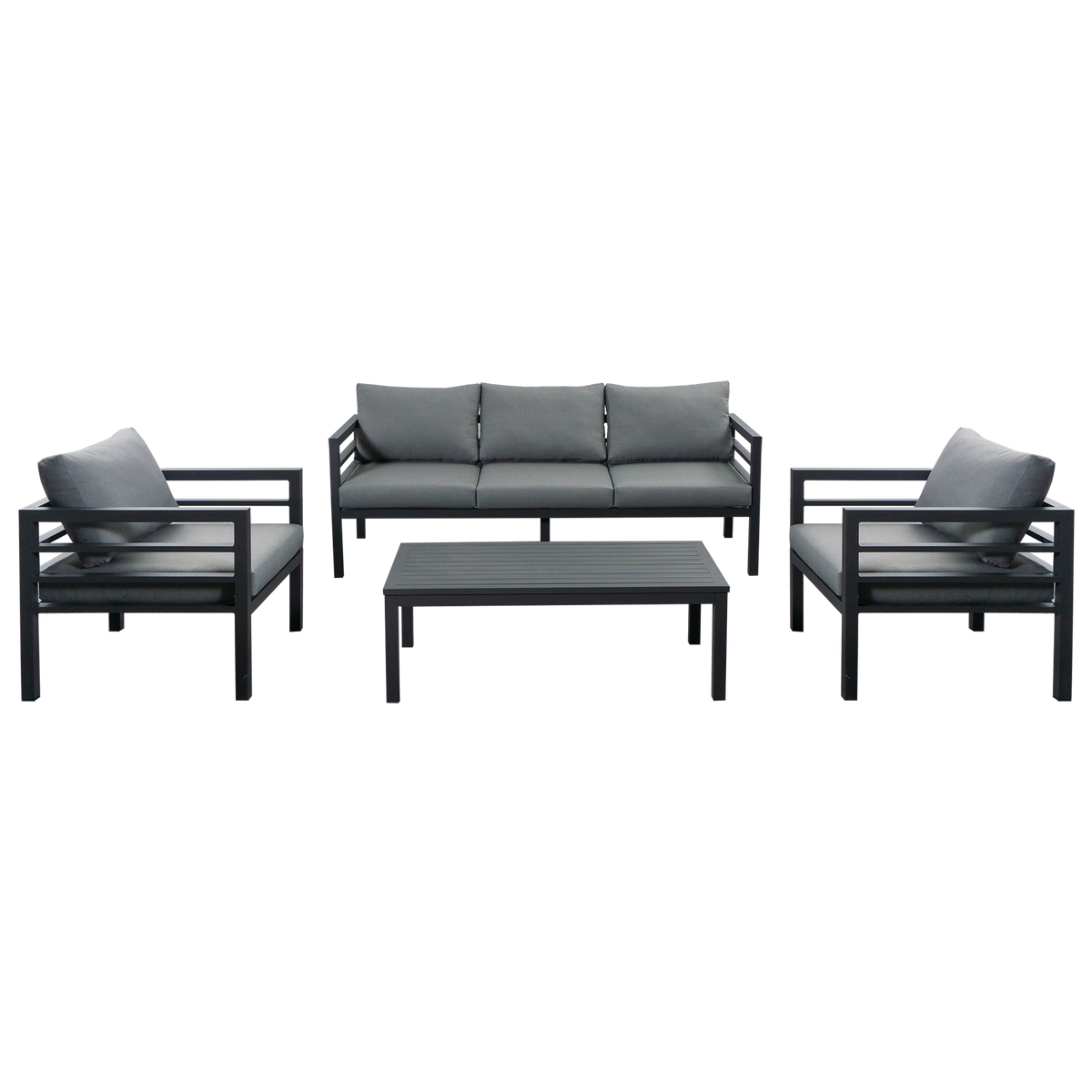 Gartenlounge Set Finqa Stockholm 4-Sitzer mit Tisch – Aluminium, grau