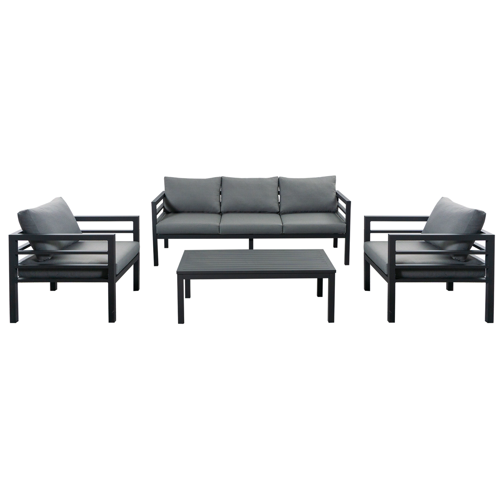 Gartenlounge Set Finqa Stockholm 4-Sitzer mit Tisch – Aluminium, grau