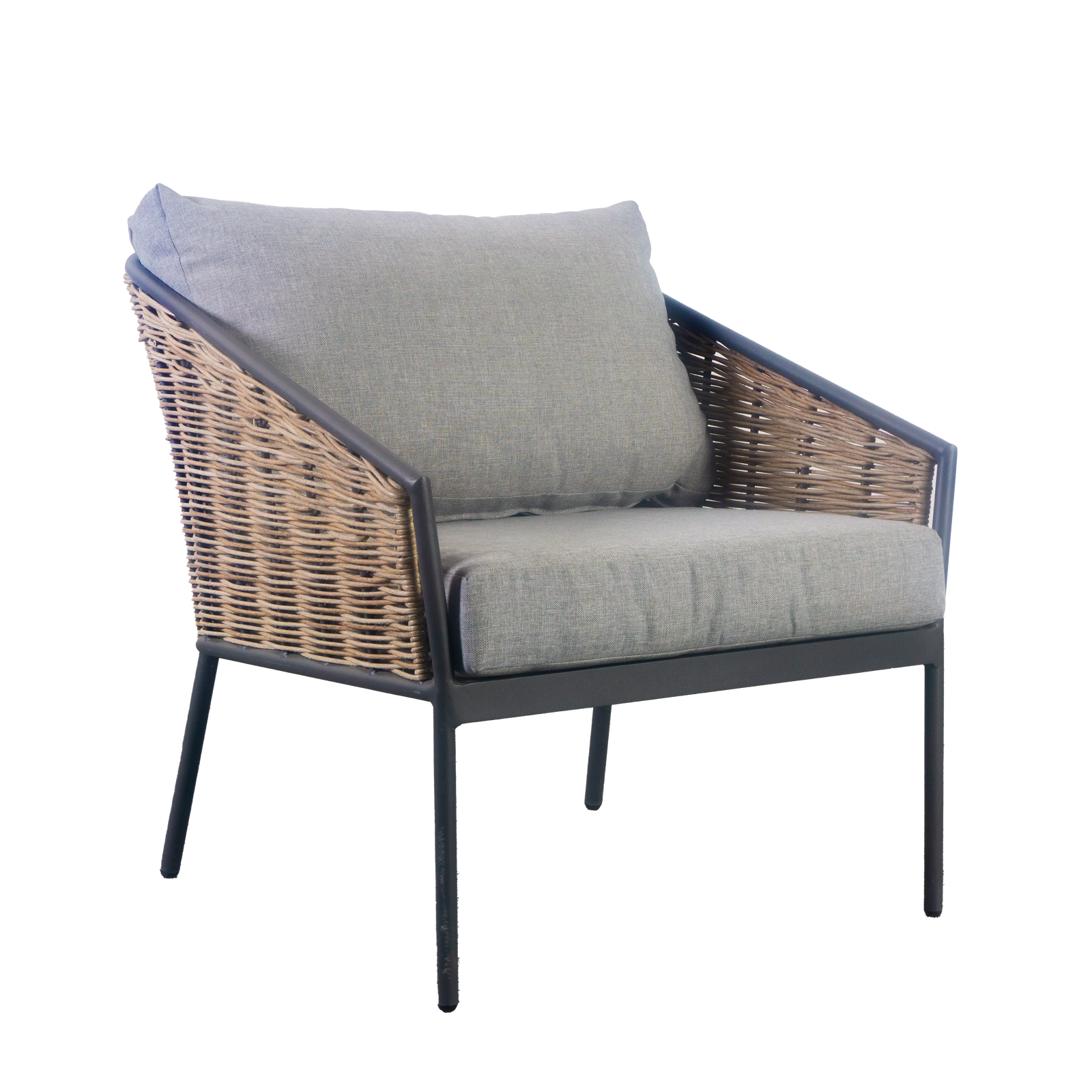 Gartenlounge Set Finqa Como 4-Sitzer mit Tisch – Rattan-Optik, hellgrau
